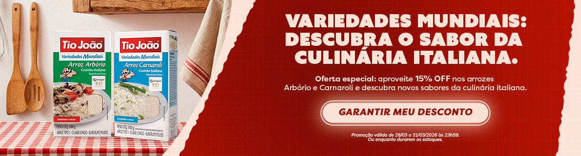 15% OFF Arrozes Arbório e Carnaroli Variedades Mundiais